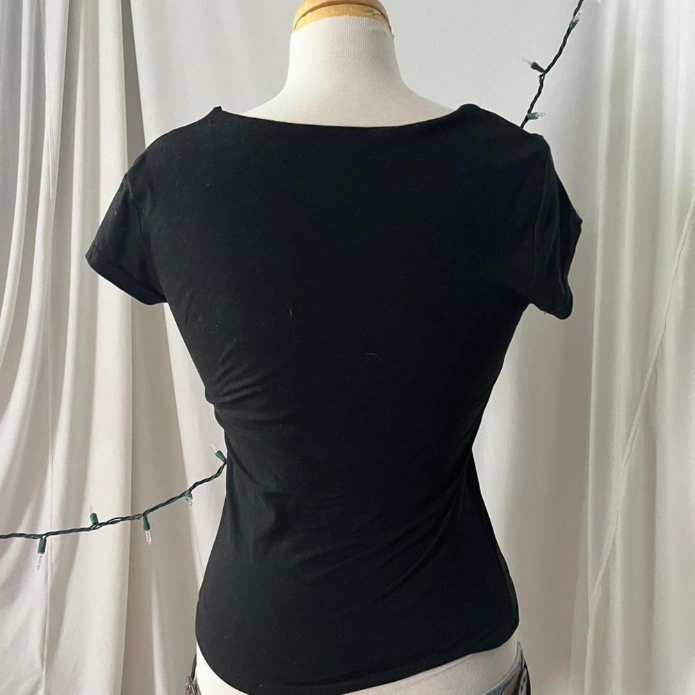 black basic square neck fitted top - Picture 2 of 4